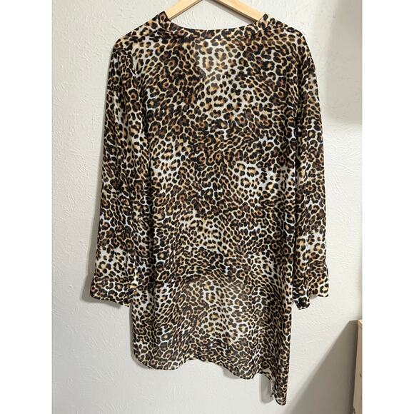 Chico's Sheer Leopard Hi Low Tunic Top 2 Large - Picture 2 of 7